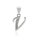 Initial V Letter Pendant in Sterling Silver with CZ