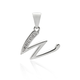 Initial W Letter Pendant in Sterling Silver with CZ