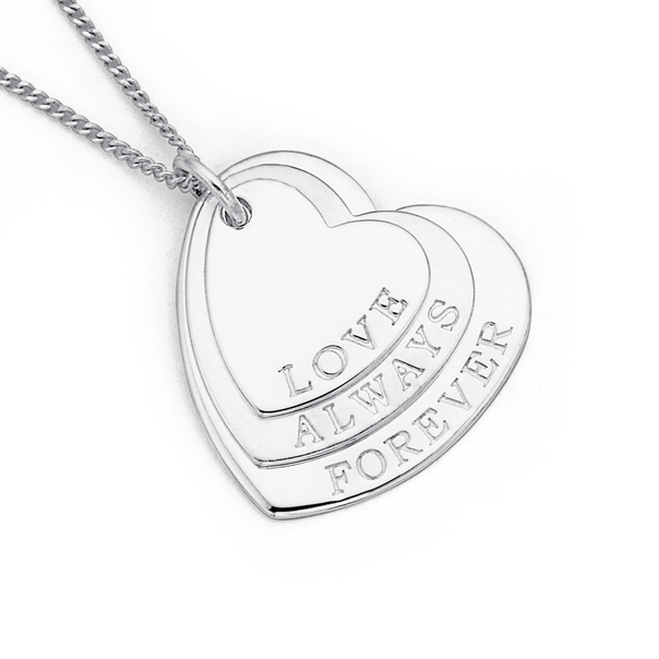 Love, Always & Forever Heart Pendant in Silver