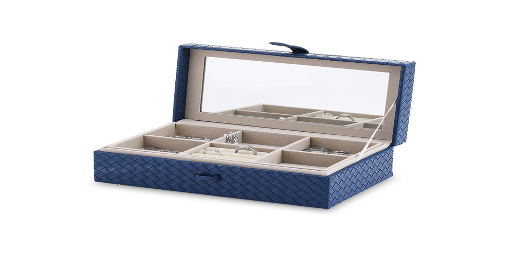 Navy Leatherette Jewellery Box in Blue Pascoes