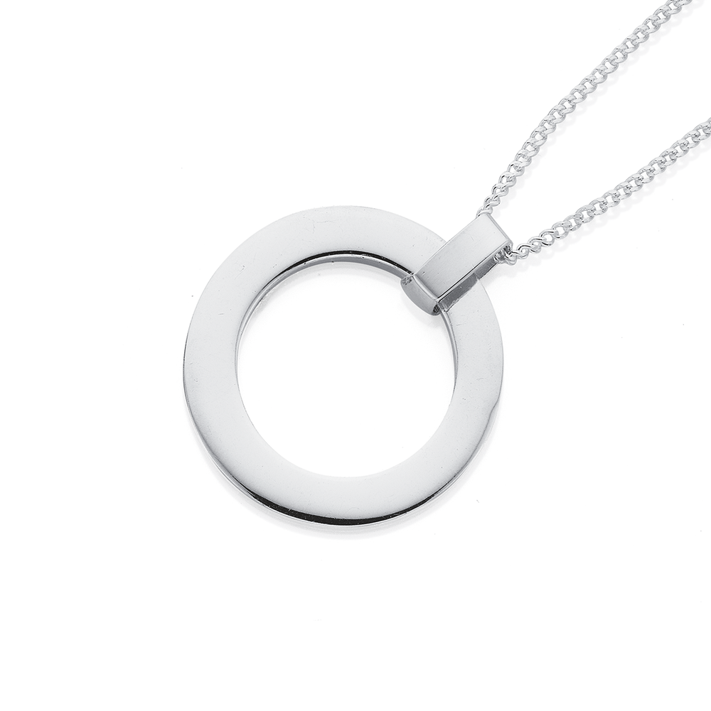 Open Circle Pendant In Sterling Silver 25mm Pascoes