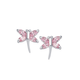 Pink Cubic Zirconia Dragonfly Earrings in Sterling Silver