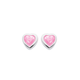 Pink Cubic Zirconia Heart Stud Earrings in Sterling Silver