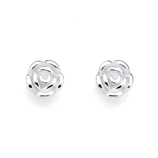 Rose Stud Earrings in Sterling Silver