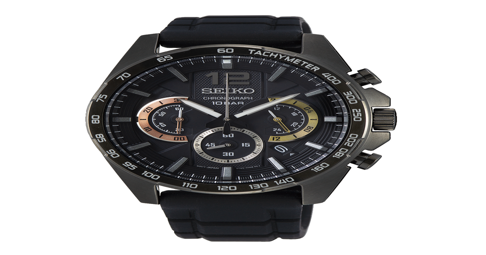 Seiko Men's Chronograph Watch in Black | Pascoes