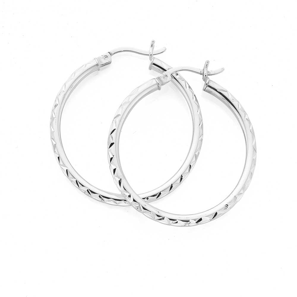 Diamond cut silver hoop earrings hotsell