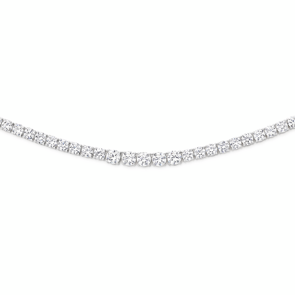 Silver 44cm 3-5mm Cz Graduated Cz Tennis Necklace in Clear | Pascoes