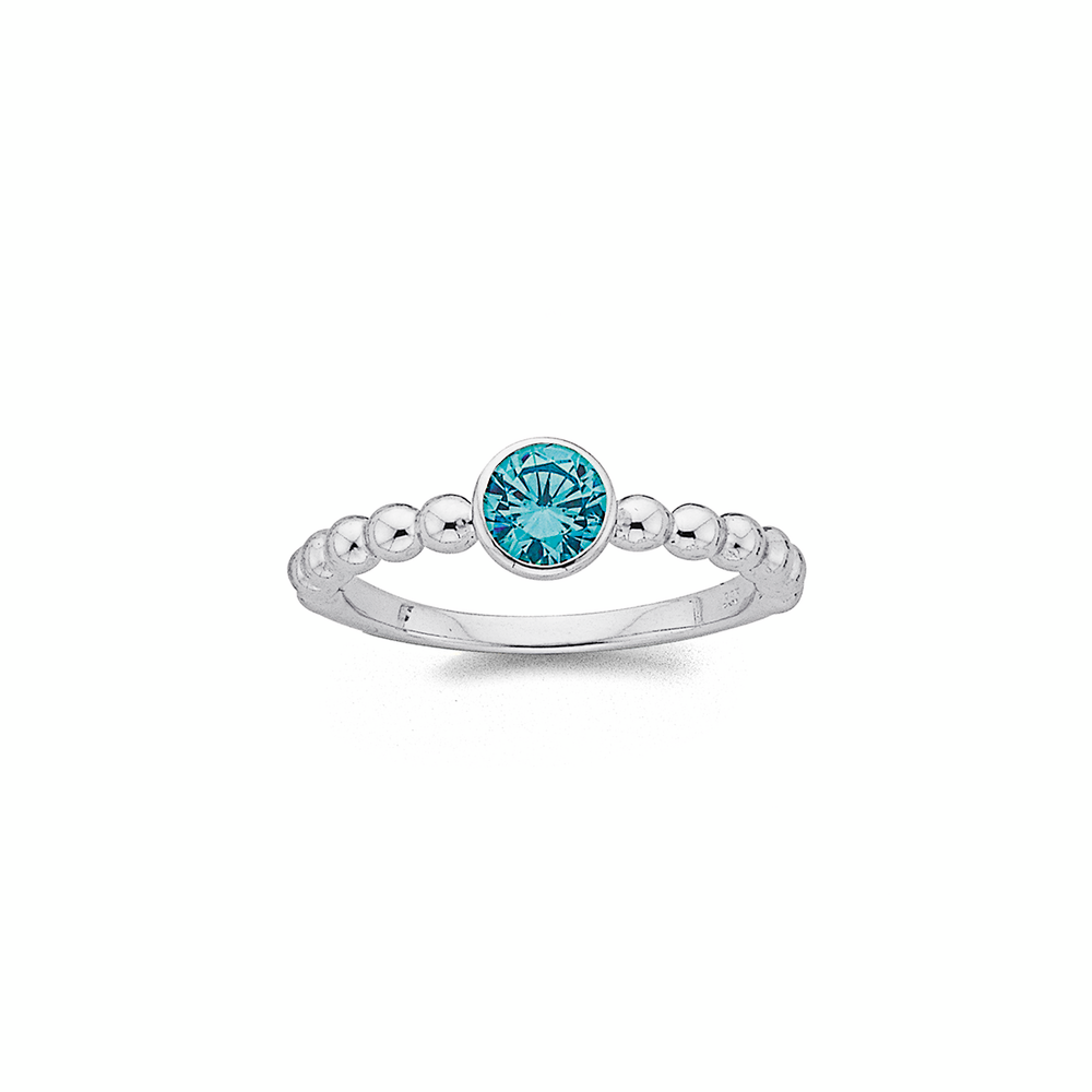 Silver Blue Cubic Zirconia Stacker Ring in Blue Pascoes