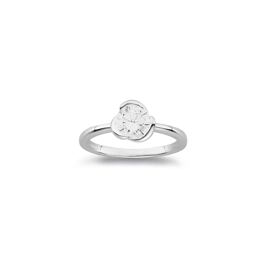 Silver Cz Twist Design Ring in Clear | Pascoes