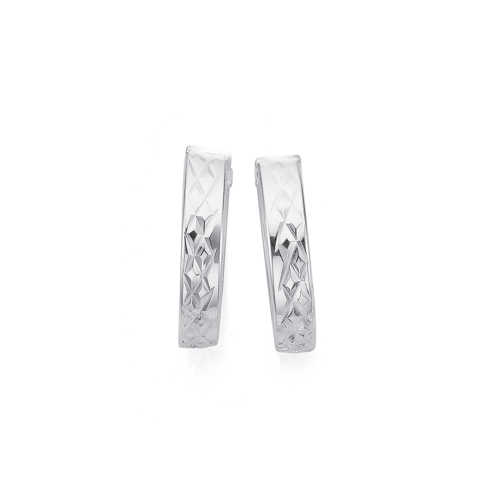 Fancy Shape Diamond Inside Out Hoop Earrings in 18k White Gold