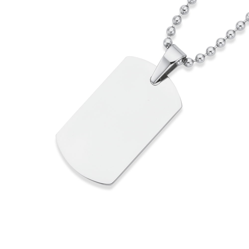 Stainless Steel Chisel Plain Dogtag Pendant Chain Pascoes