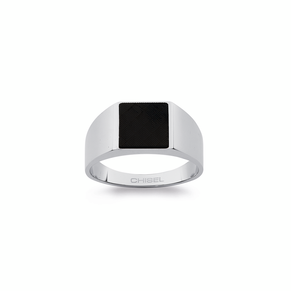 Sterling Silver Rectangle Onyx Ring in Black | Pascoes