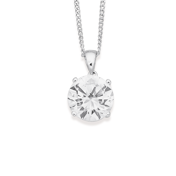 Sterling Silver 10mm Cubic Zirconia Pendant