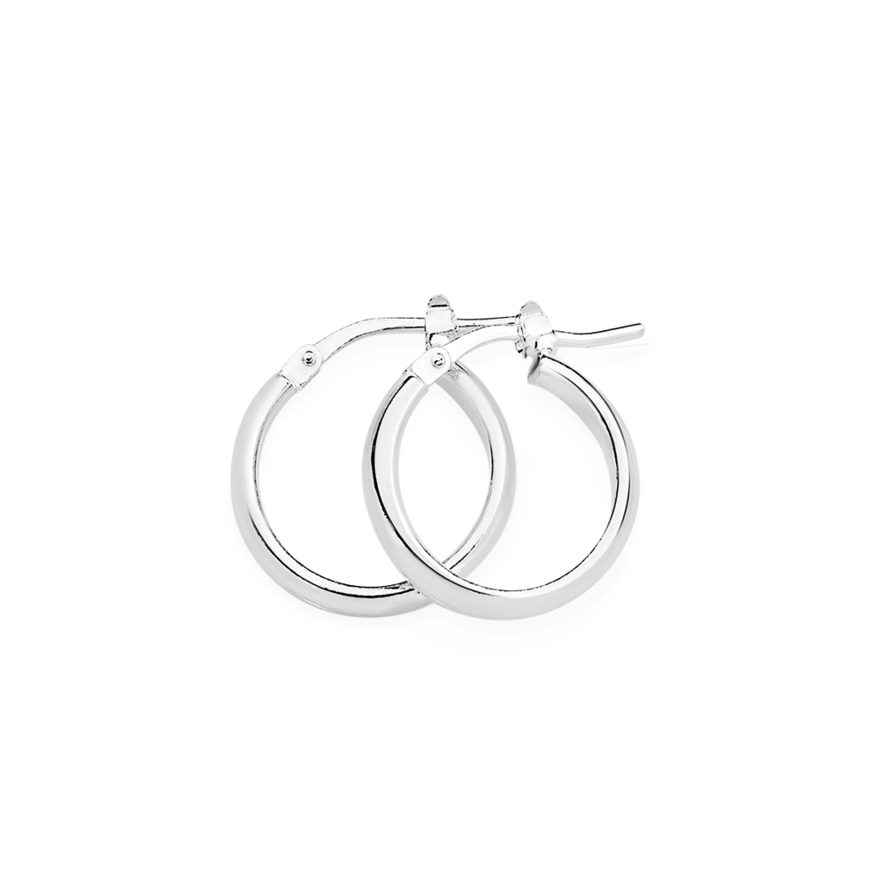 Sterling Silver 12mm Half Round Hoop Earrings Pascoes