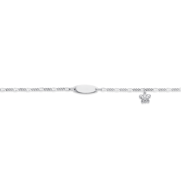 Sterling Silver 16cm Butterfly ID Figaro Bracelet
