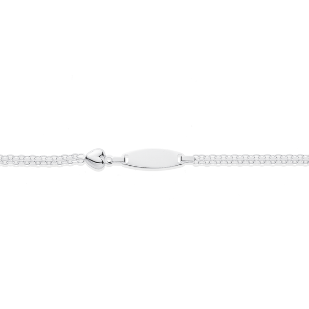 Sterling Silver 16cm Identity Heart Bracelet