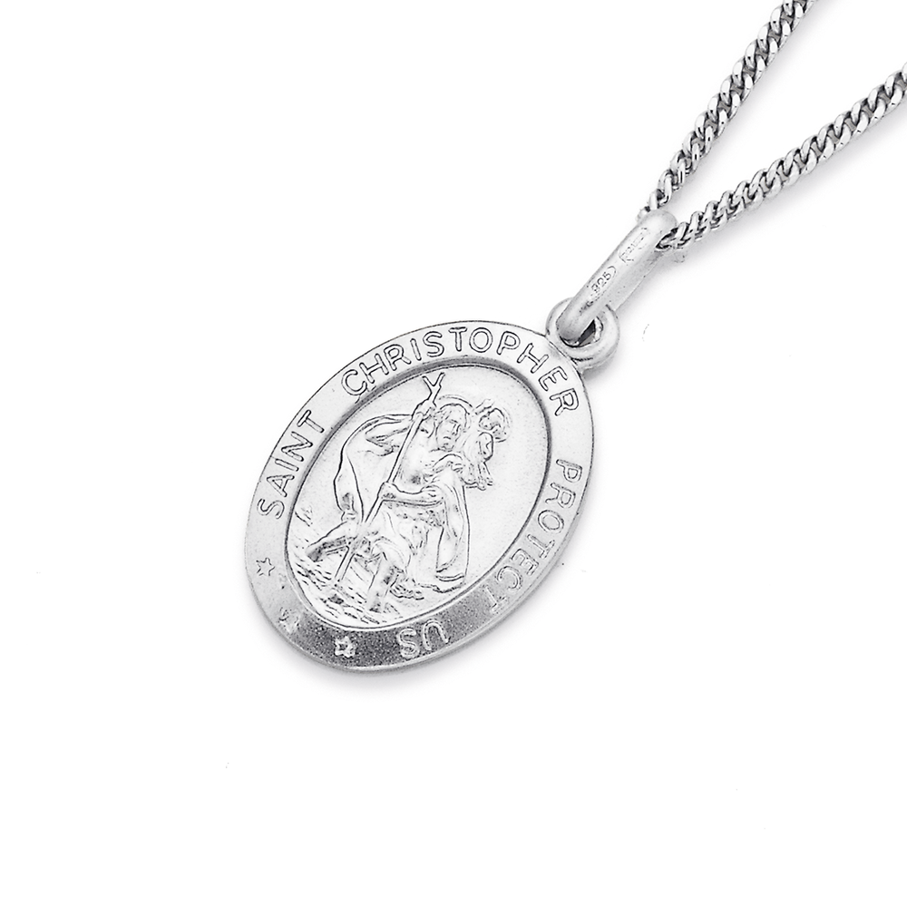 Sterling Silver St Christopher Oval Pendant – Shiels Jewellers