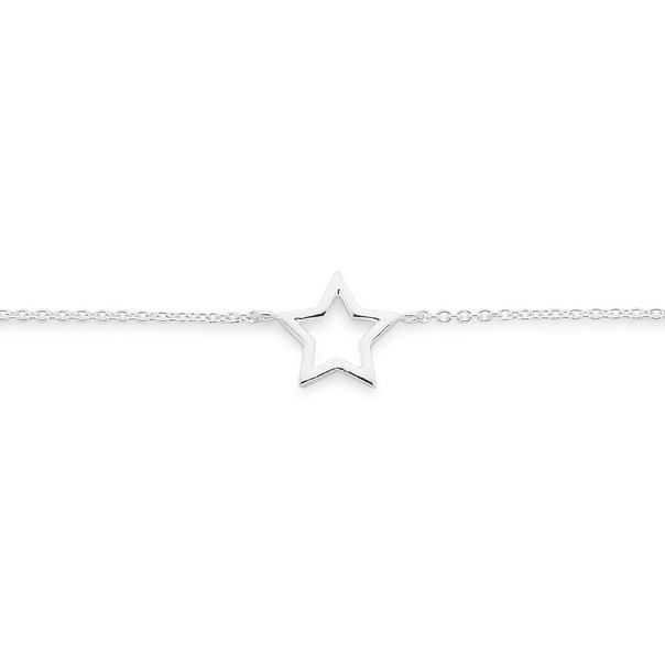Sterling Silver 17cm Star Bracelet