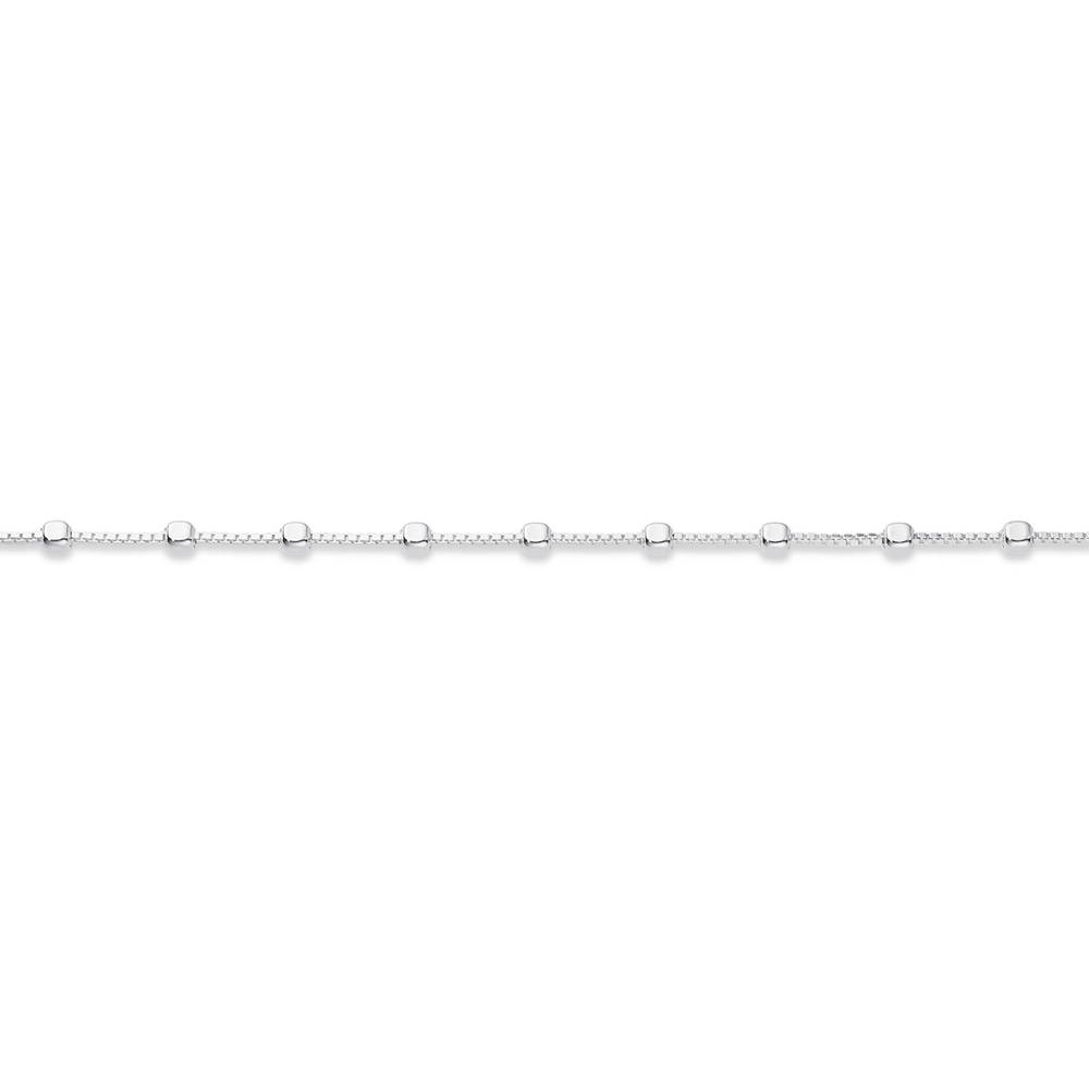 Sterling Silver 19cm Beaded Box Chain Bracelet | Pascoes