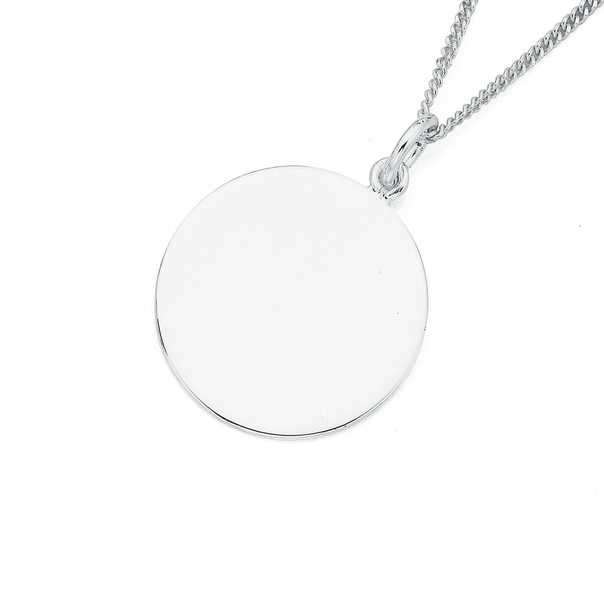 Sterling Silver 20mm Flat Disc Pendant