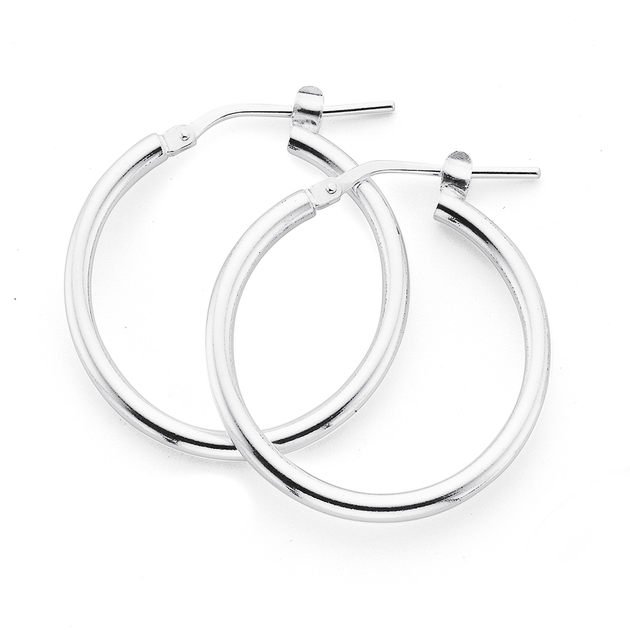 Sterling Silver Cz 20mm Inside Out Hoop Earrings in Clear Angus & Coote Sterling Silver Cz 20mm Inside Out Hoop Earrings in Clear Angus & Coote