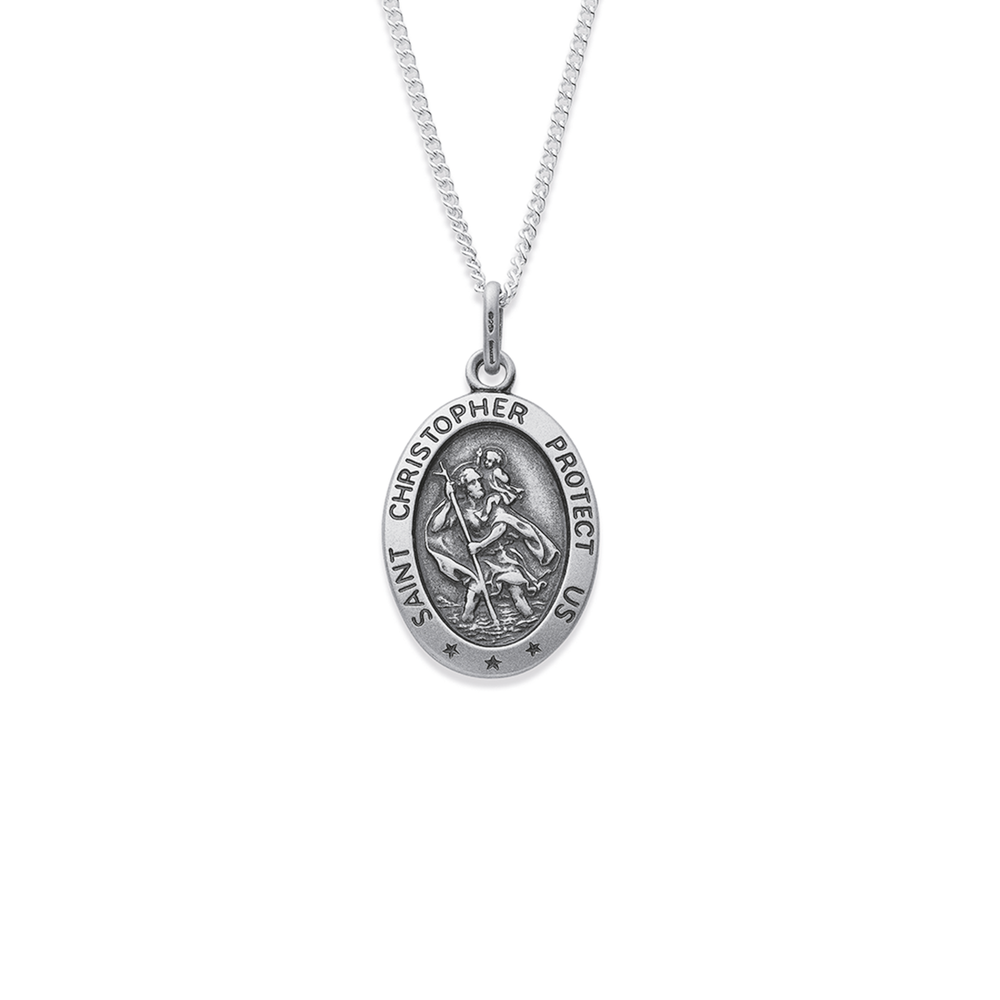 Sterling Silver St Christopher Round 28mm - Northumberland Goldsmiths
