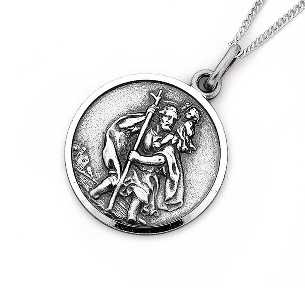 Sterling Silver 20mm St. Christopher Pendant