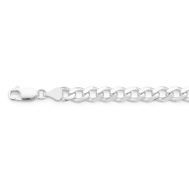 Sterling Silver 21.5cm Bevelled Curb Bracelet