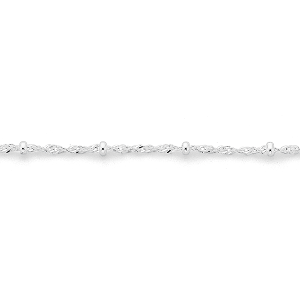 Sterling Silver 26cm Fine Rope & Ball Anklet