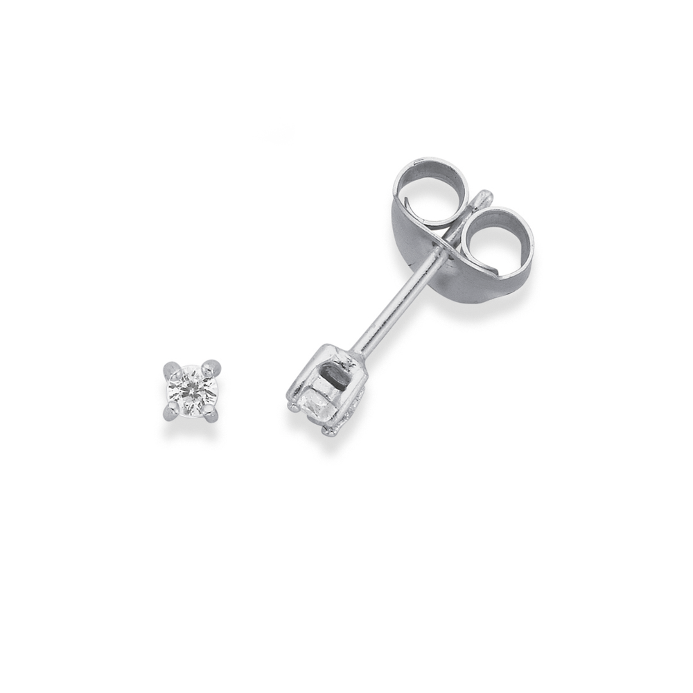 Sterling Silver 2mm 4 claw Round Cubic Zirconia Stud Earrings