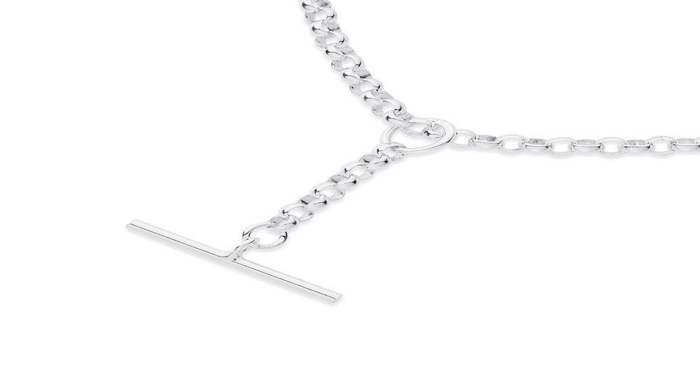 Sterling Silver 45cm Round Belcher Fob Chain Pascoes