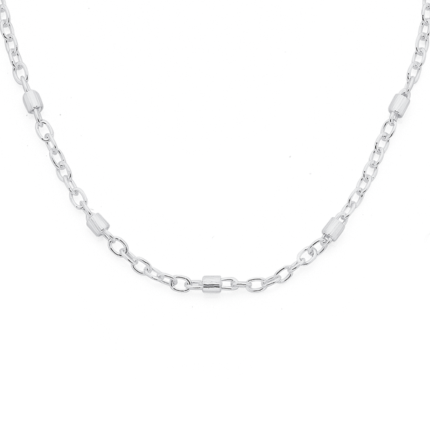 Sterling Silver 45cm Twist Bar and Cable Chain