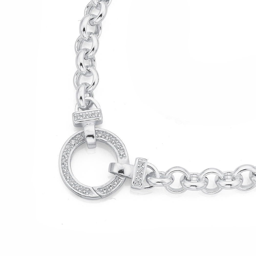 Sterling Silver 50cm Cubic Zirconia Belcher Necklace in White | Pascoes