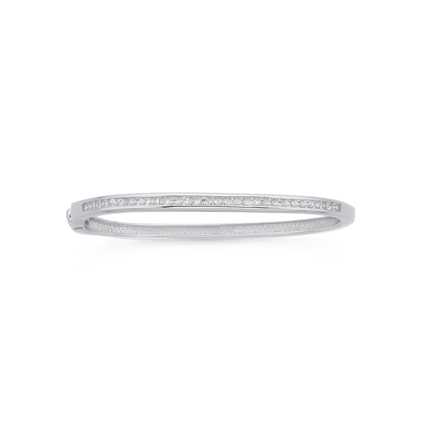 Sterling Silver 55mm Cubic Zirconia Channel Set Bangle
