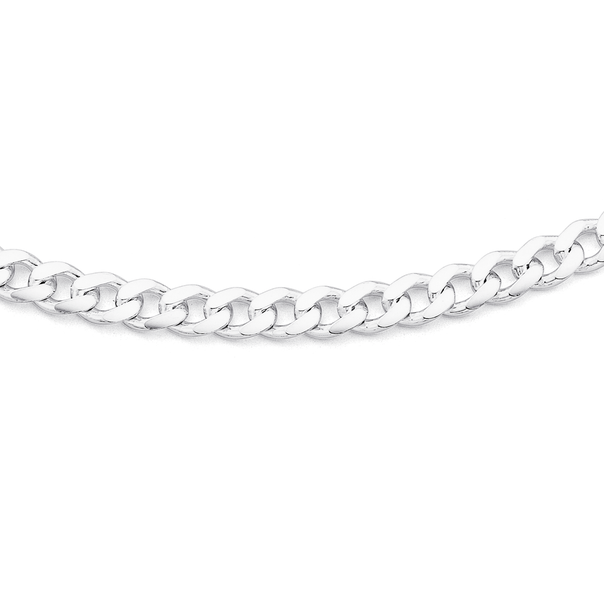 Sterling Silver 60cm Bevelled Curb Chain