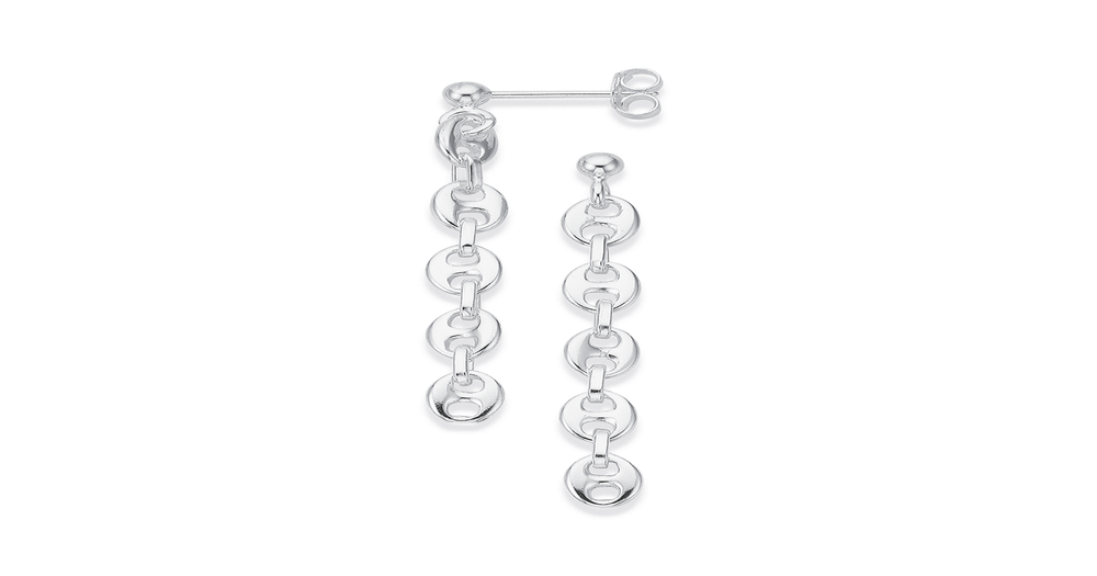 Sterling Silver Anchor Link Drop Earrings Pascoes