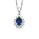 Sterling Silver Blue Created Sapphire & Cubic Zirconia Pendant