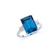 Sterling Silver Blue Cubic Zirconia Cocktail Ring