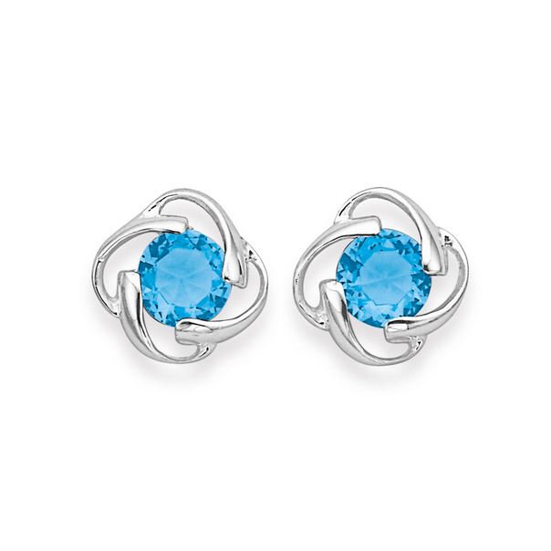 Sterling Silver Blue Cubic Zirconia Earrings