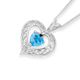 Sterling Silver Blue Cubic Zirconia Filigree Heart Pendant