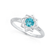 Sterling Silver Blue Cubic Zirconia Geometric Ring