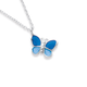 Sterling Silver Blue Enamel Butterfly Necklace