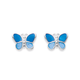 Sterling Silver Blue Enamel Butterfly Studs