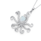 Sterling Silver Created Opal and CZ Pendant