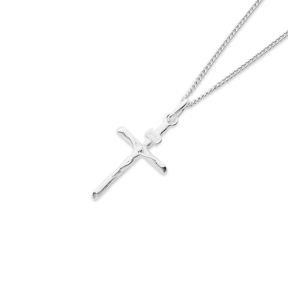 Sterling Silver Cubic Zirconia Cross Pendant in Clear | Pascoes