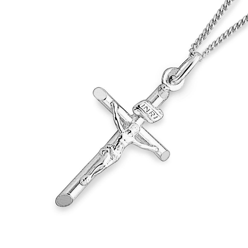 MILACOLATO 925 Sterling Silver Cross Pendant Necklace for Men Boy Women |  2mm Sterling Silver Cuban Chain Necklace | Men's Beveled Edge Cross Necklace  | 16 Inch | Amazon.com