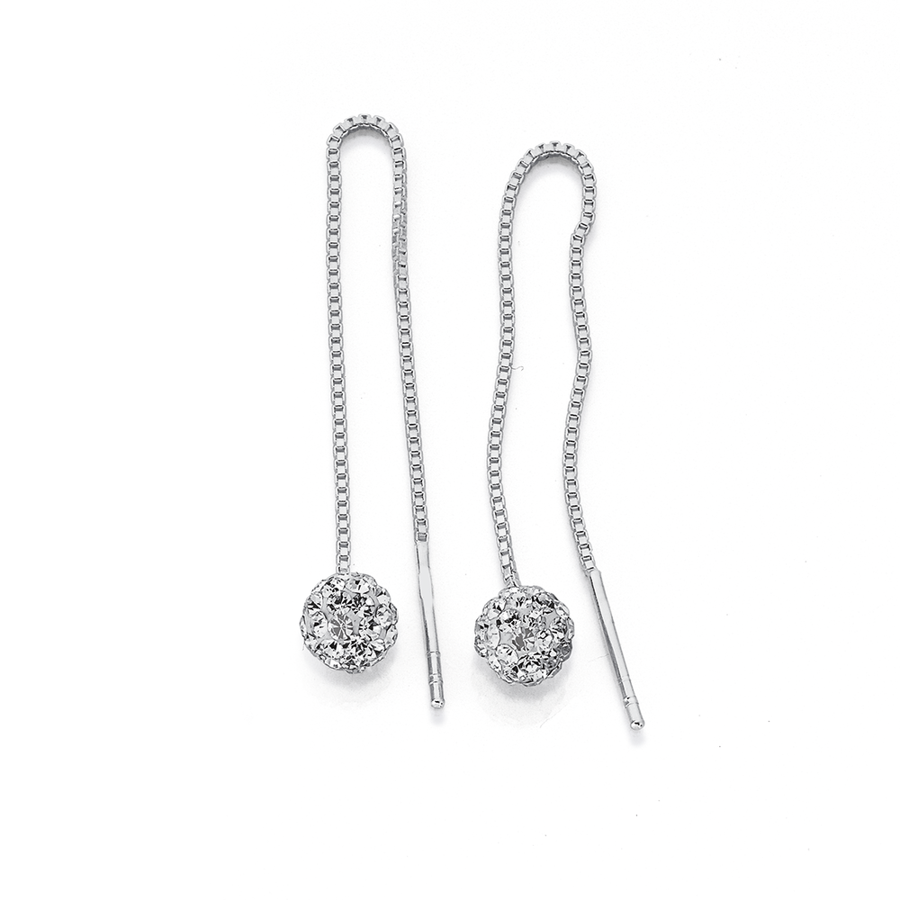 Sterling Silver Duo Crystal Ball Drop Earrings by Icesia | Ramsdens  Jewellery