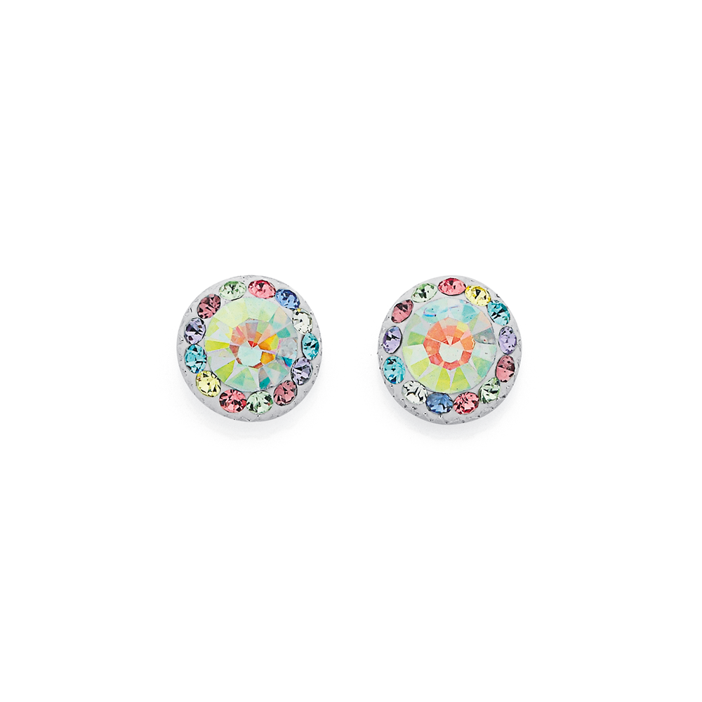 Glamorous Coloured Stone Studded Diamond Stud Earrings