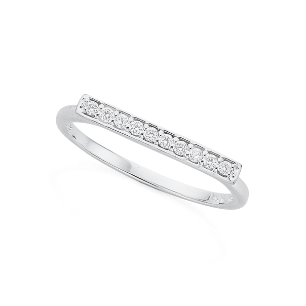Sterling Silver Cubic Zirconia Bar Ring