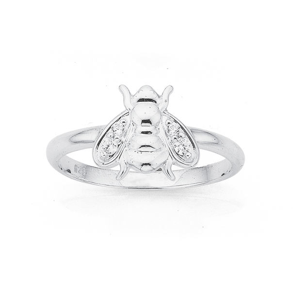 Sterling Silver Cubic Zirconia Bee Ring